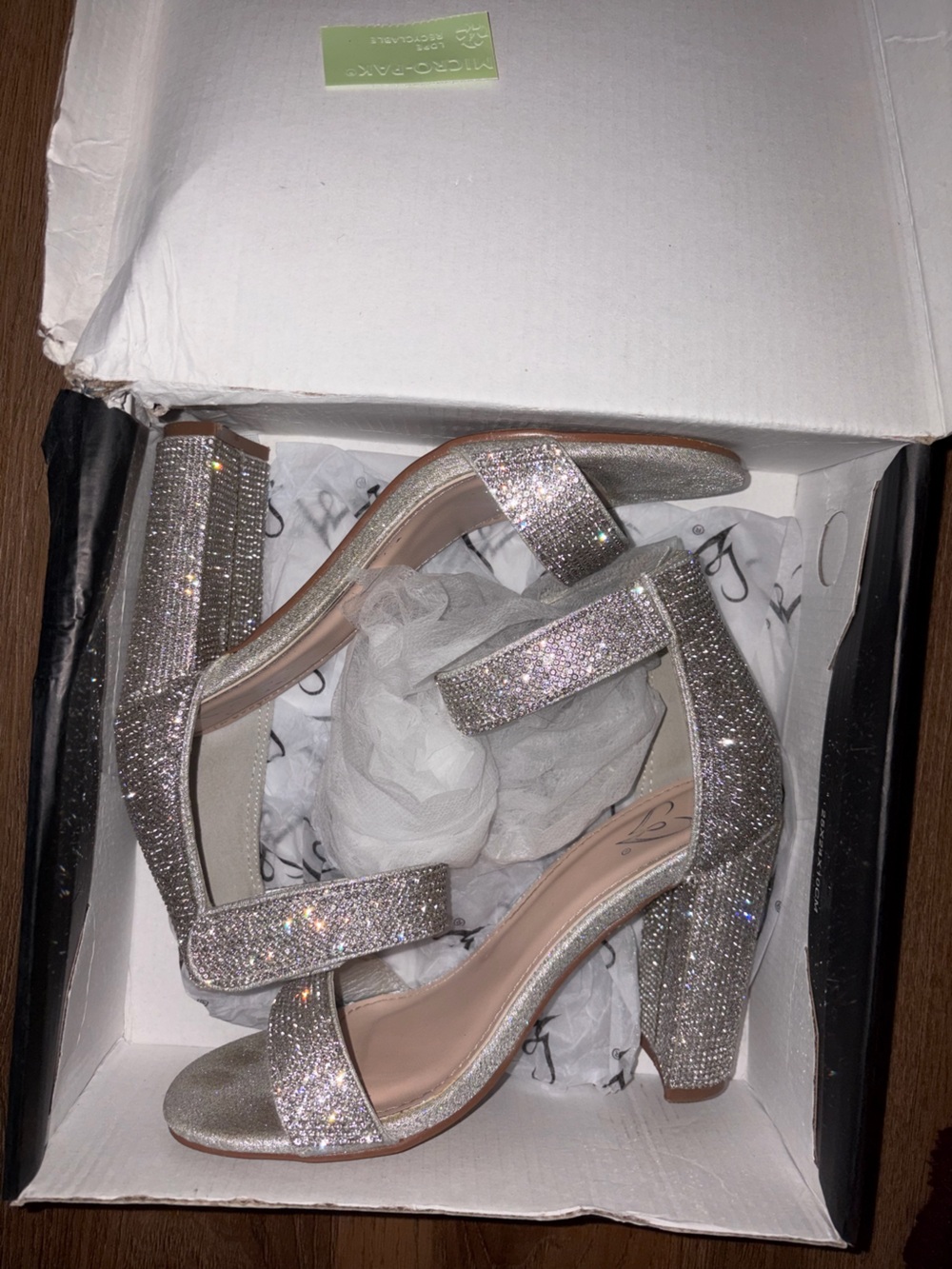 Windsor Silver Sparkle Block Heels